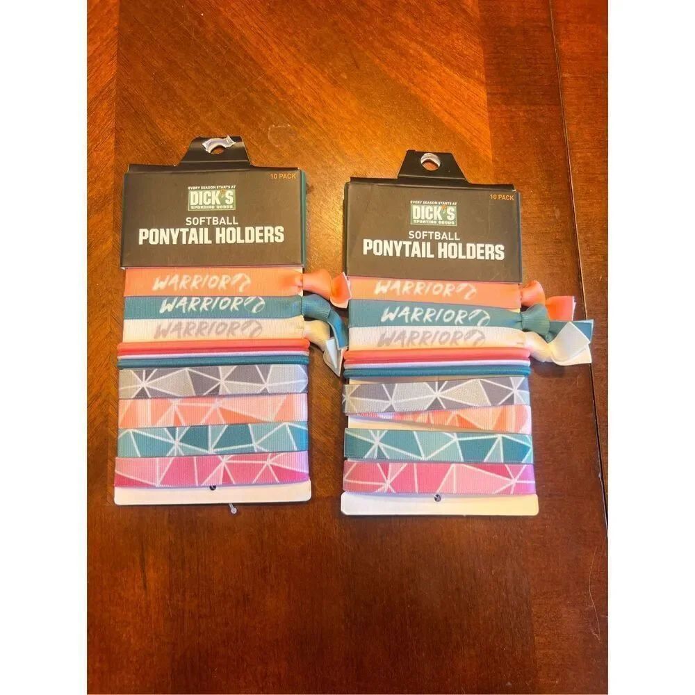 2 DSG 20 softball ponytail holders warrior pink coral blue hair ties